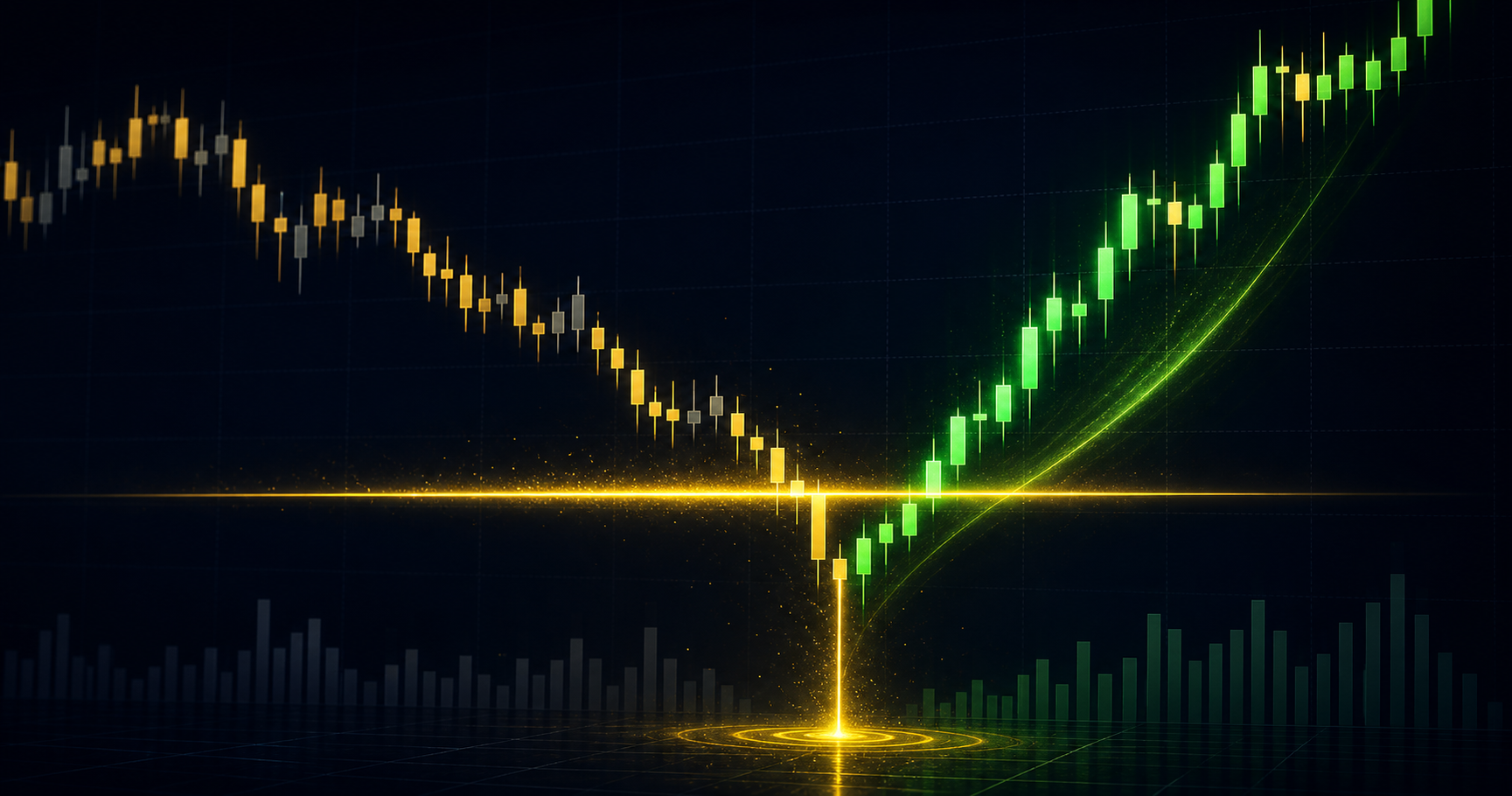 How to Trade SPXXL Liquidity Sweeps — a candlestick chart wicking below a glowing yellow swing-low support line then reversing sharply upward